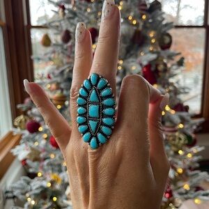 BOLD Vintage Zuni Turquoise and Sterling Silver Ring